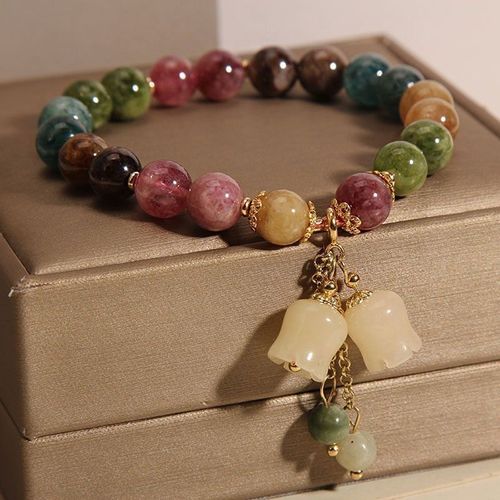 New Rainbow Lotus Color Bracelet Orchid Pendant Bracelet