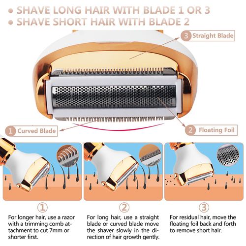 4 in 1 Painless Body Razor Kit Electric Razor for Womens Men Cordless Ladies Electric Shaver Rechargeable Electric Razor