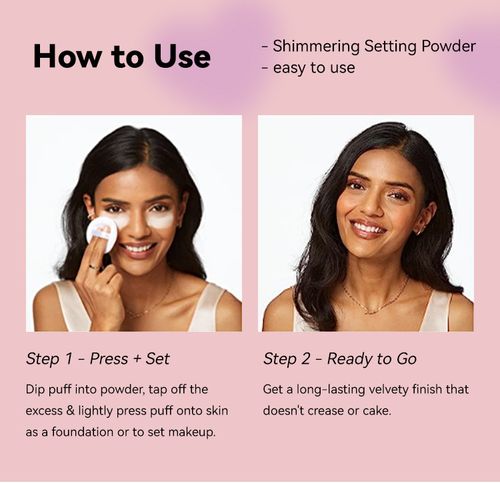 Three-in-one: setting, contouring, and highlighting | Ultra-fine pearlescent powder for lightweight, oil-control without drying out