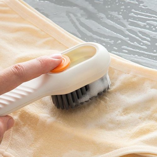 Multi-function Manual Press Cleaning Shoe Brush Soft Sweater Cleaning Brush Long Handle Liquid Shoe Brush
