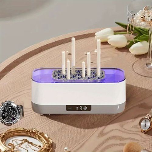 portable glasses, braces,dentures, jewelry cleaner - USB rechargeable, high-frequency vibration 360 ° deep cleaning, easy to use at home for watches, makeup brushes, etc., Household appliances and personal care products