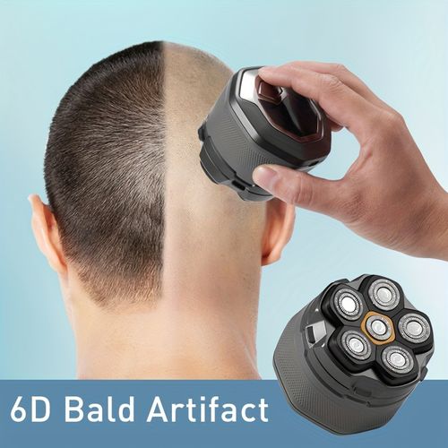 6D Bald Shaver, Men's Anti Pinch Electric Shaver, Men's Beard Trimmer, Men's Rechargeable Electric Shaver, Dry And Wet Dual Shaving, Magnetic Suction Blade