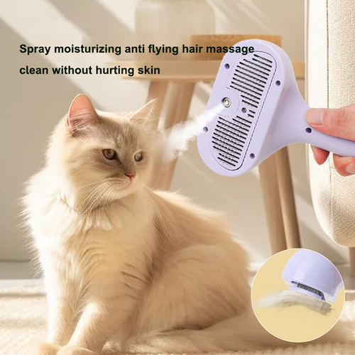 Electric Pet Grooming Brush with Water Spray - 2-in-1 Massaging Deshedding Tool for Dogs & Cats, Detangling Comb for Short & Long Hair, Rechargeable & Quiet