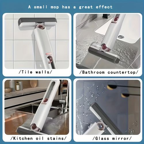 Versatile Mini Mop for Home Cleaning - Extendable, Wet & Dry Use, Rotatable Head for Kitchen, Living Room, Bathroom, Car Glass