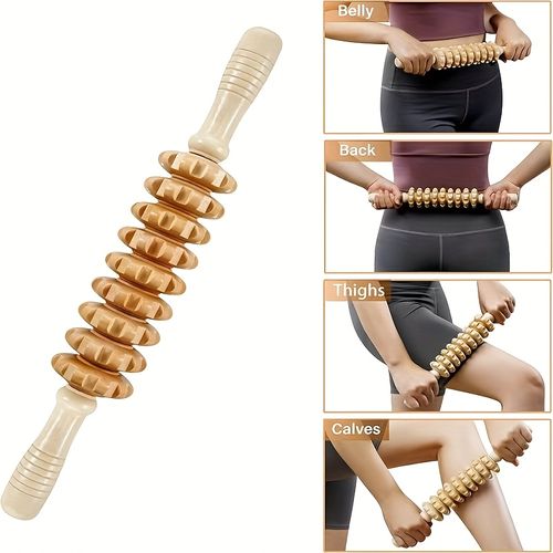 Wooden muscle relaxation mace massager roller fitness meridian yoga stick cervical roller massage stick