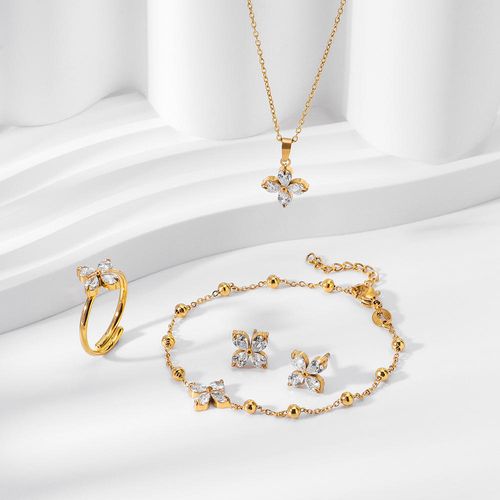 New fashion light luxury elegant zircon women's bracelet niche high-end titanium steel non-fading jewelry set