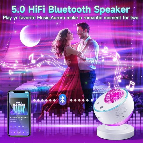 16 Color Northern Lights Projector Glacier Aurora Projection Lamp BT Speaker Galaxy Projector for Bedroom with 15 White Noise