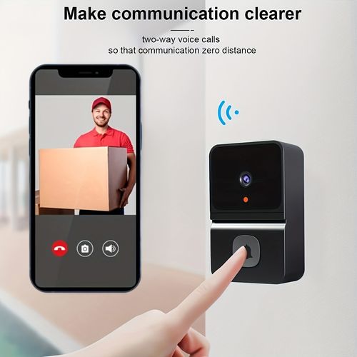 Smart WIFI Doorbell, Security Wireless Intelligent Visual Video Intercom Doorbell, 2-Way Audio, Night Vision, USB Rechargeable Low Power Consumption, Support 2.4G Wifi, Wireless Doorbells for Home, Smart Home Device, Wireless Monitoring, Modern Doorbell, Compact Design, Energyefficient, Highquality Sensor, Night Vision Doorbell, Apartment Living, Tech Enthusiasts
