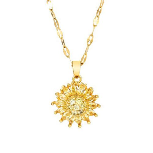 Sunflower Necklace Rotatable Sunflower Pendant Necklace Flower Necklace Jewelry