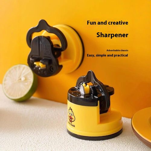 Kitchen Gadgets Mini Yellow Duck Pattern Knife Sharpener Knife Sharpener with Suction Cup