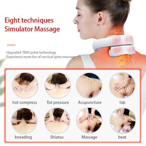 Mini Wireless Neck Massager with Heat Therapy, 6 Kneading Modes Portable U-Shape Electric Massage for Pain Relief