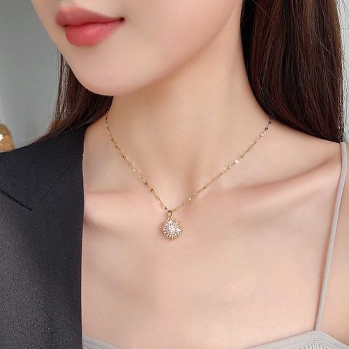 Sunflower Necklace Rotatable Sunflower Pendant Necklace Flower Necklace Jewelry