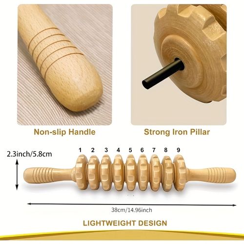 Wooden muscle relaxation mace massager roller fitness meridian yoga stick cervical roller massage stick