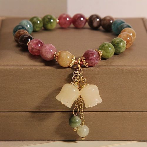 New Rainbow Lotus Color Bracelet Orchid Pendant Bracelet