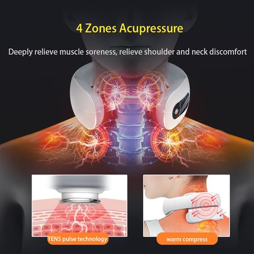 Mini Wireless Neck Massager with Heat Therapy, 6 Kneading Modes Portable U-Shape Electric Massage for Pain Relief