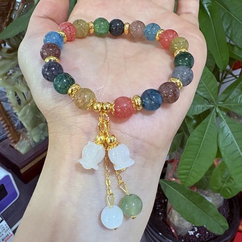 New Rainbow Lotus Color Bracelet Orchid Pendant Bracelet