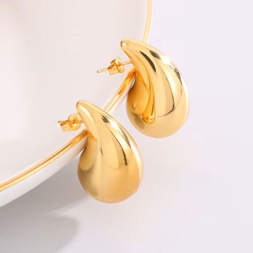 Hot Selling Fashion Simple Hollow Water Drop Earrings Smooth Stainless Steel Commas Teardrop Stud Earrings