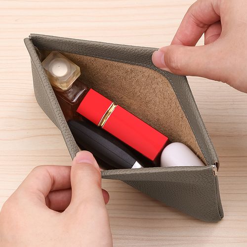 Self-closing first-layer genuine cowhide long wallet ID holder cash storage cosmetic bag