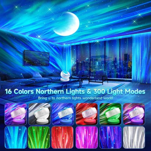 16 Color Northern Lights Projector Glacier Aurora Projection Lamp BT Speaker Galaxy Projector for Bedroom with 15 White Noise