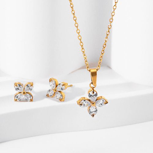 New fashion light luxury elegant zircon women's bracelet niche high-end titanium steel non-fading jewelry set