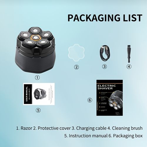 6D Bald Shaver, Men's Anti Pinch Electric Shaver, Men's Beard Trimmer, Men's Rechargeable Electric Shaver, Dry And Wet Dual Shaving, Magnetic Suction Blade