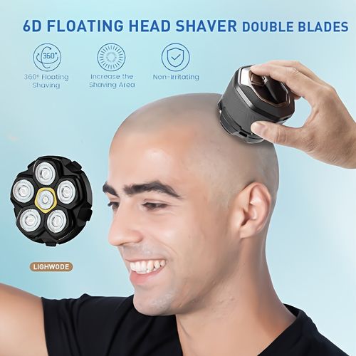 6D Bald Shaver, Men's Anti Pinch Electric Shaver, Men's Beard Trimmer, Men's Rechargeable Electric Shaver, Dry And Wet Dual Shaving, Magnetic Suction Blade