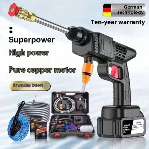Imported High-Pressure Wireless Car Washer Powerful Water Gun Rechargeable Lithium Household Cleaning Tool Accessory