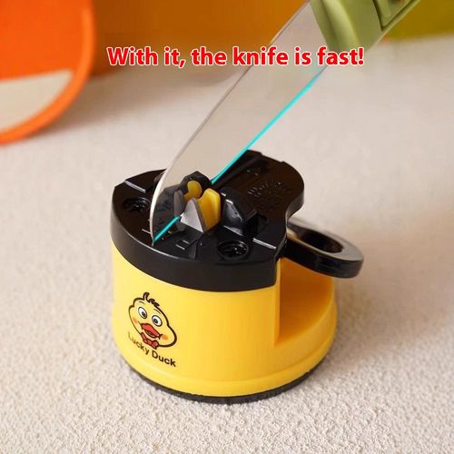 Kitchen Gadgets Mini Yellow Duck Pattern Knife Sharpener Knife Sharpener with Suction Cup