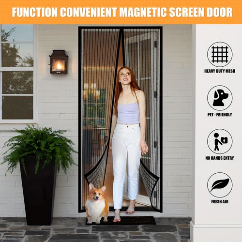 Heavy-Duty Magnetic Screen Door - Self-Sealing, Hands-Free Mesh for Insect Protection, Pet & Youngsters Friendly, Easy Installation with Magnetic Strips, Durable Nylon Material, Bohemian Style, Hand Wash Only, Insect Barrier Door | Mesh Partition Door | Durable Nylon Mesh