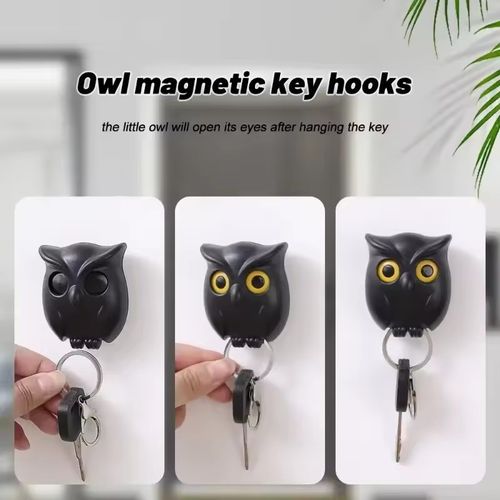Creative Owl Night Wall Magnetic Key Holder Magnets Hold Keychain Key Hanger Hook Hanging Key Will Open Eyes Home Decoration