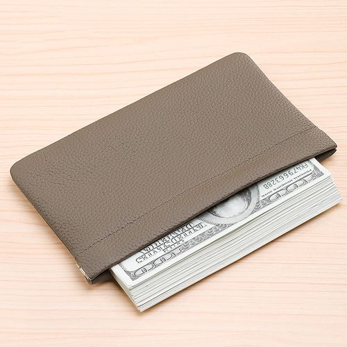 Self-closing first-layer genuine cowhide long wallet ID holder cash storage cosmetic bag