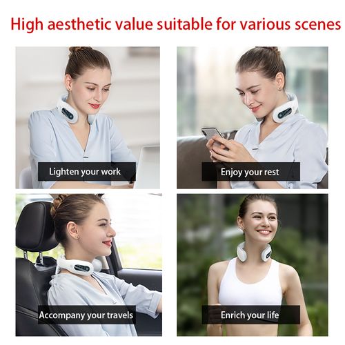 Mini Wireless Neck Massager with Heat Therapy, 6 Kneading Modes Portable U-Shape Electric Massage for Pain Relief
