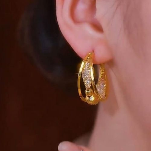 Creative & Personalized New-style Light Luxury Fashionable Hollow Mesh Hoop Huggie Earrings, Light Luxury Style, Fashionable & Versatile