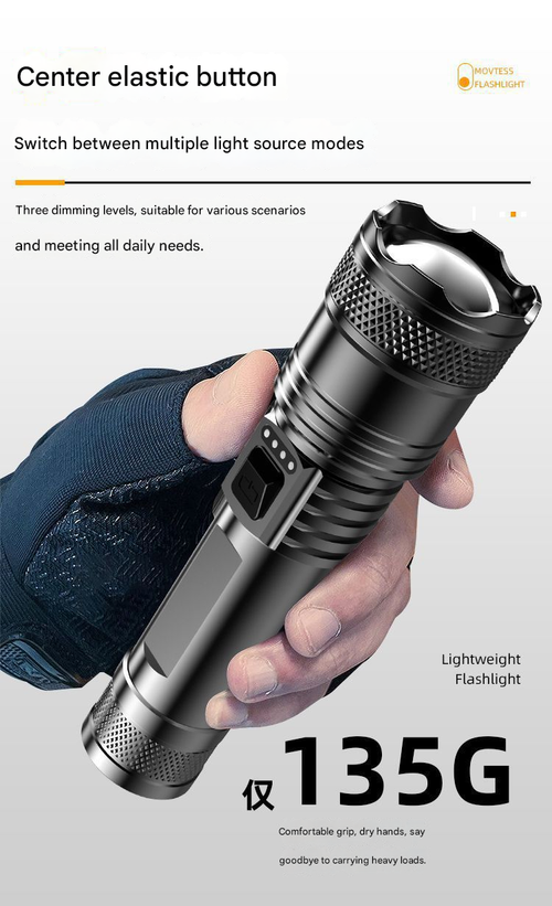 New LED Strong Light Flashlight, Super Bright Long-range, Long-lasting Rechargeable, Multi-functional Portable Emergency Work Light for Outdoor & Home