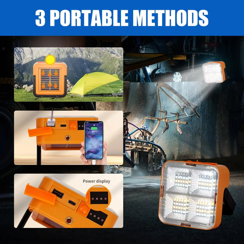 1.Multi-functional Solar Flood Light, Mobile Rechargeable LED Lamp for Outdoor Activities & Home Emergency