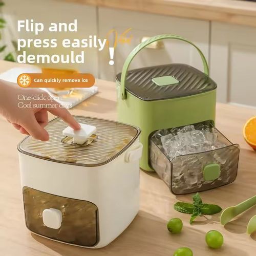 Internet-famous popular press-type household covered food-grade refrigerator ice-making mold ice tray (press-type, household, with lid)