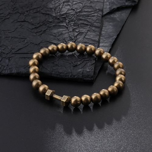 Fashionable High-end Natural 8mm Frosted Stone Bead Dumbbell Pendant Fitness Bracelet for Men and Women