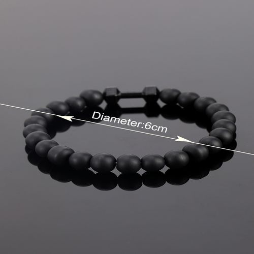 Fashionable High-end Natural 8mm Frosted Stone Bead Dumbbell Pendant Fitness Bracelet for Men and Women
