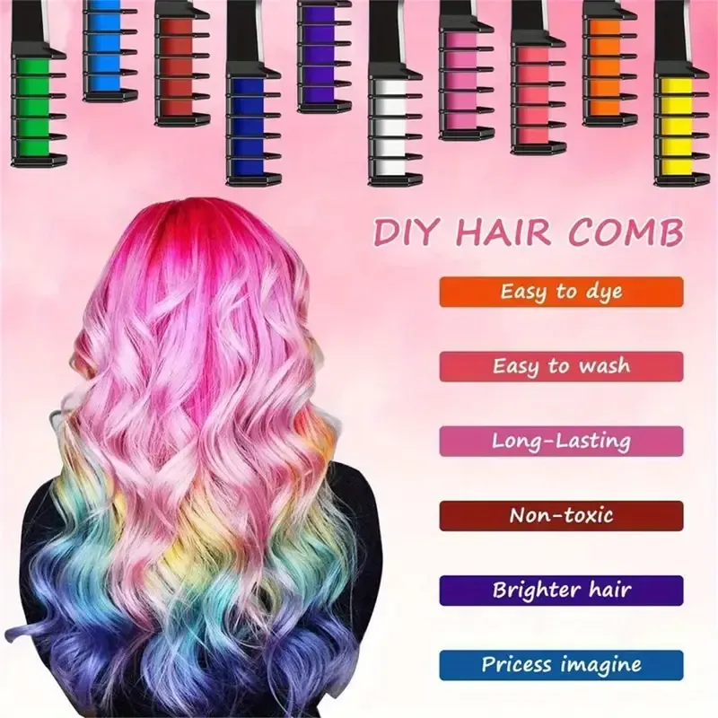 10 Pente de tintura de cabelo de 10 cores