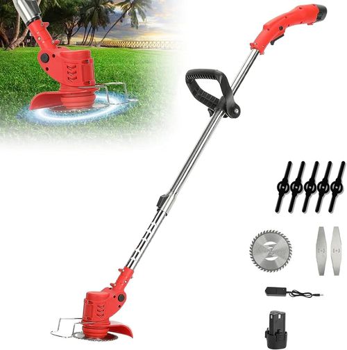 Roçadeira Elétrica Sem Fio 21V com Rodas e Kit Completo de Lâminas