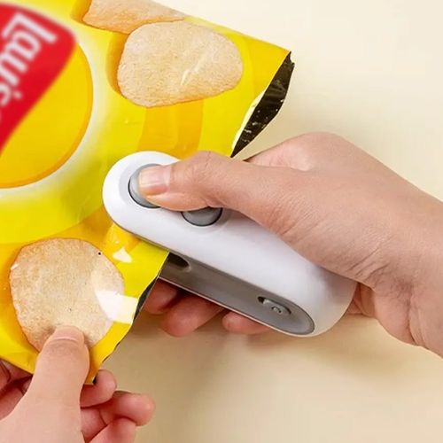 Mini Selador de Embalagens Portátil (ou Selador Térmico Recarregável).