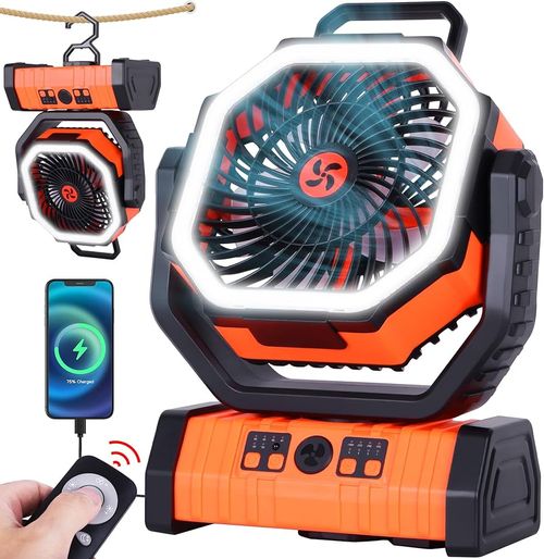 Ventilador Portátil Tático- Estação de Energia e Iluminação 3-em-1