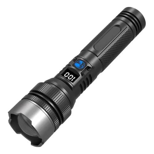 Lanterna Tática de LED com Display Digital de Bateria