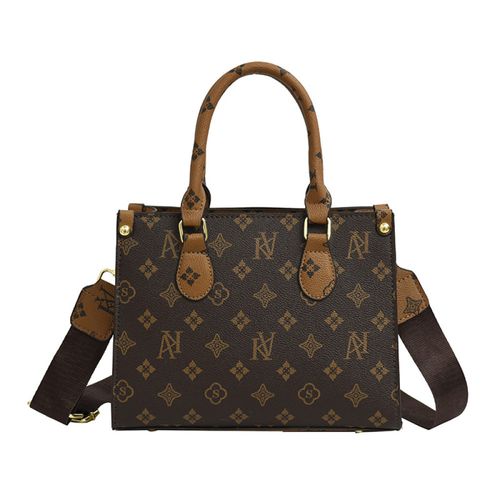Bolsa Estruturada Monogram com Detalhe em Lenço de Cetim