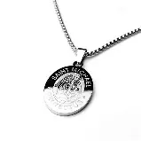 Pingente circular de prata Saint Michael