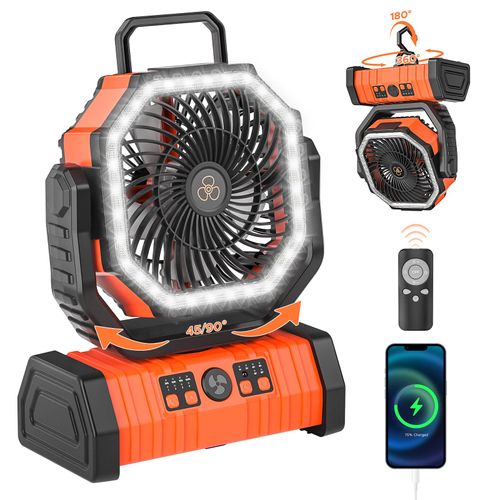 Ventilador Portátil Tático- Estação de Energia e Iluminação 3-em-1