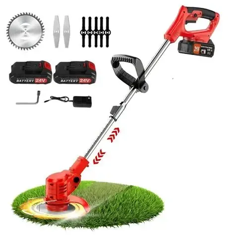 Roçadeira Elétrica Sem Fio 21V com Rodas e Kit Completo de Lâminas