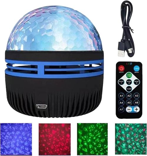 Mini Bola de Cristal LED RGB com Sensor de Som e Controle Remoto