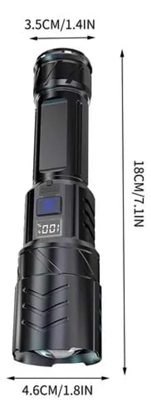 Lanterna Tática de LED com Display Digital de Bateria