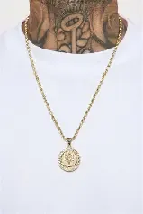 Pingente circular dourada saint michael